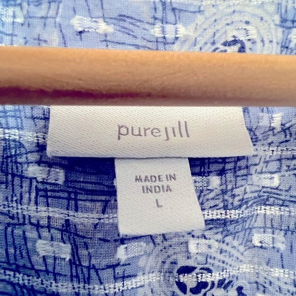 J. Jill Blue White Paisley Stripe Embroidered Caftan Maxi Coastal Summer - Picture 5 of 15